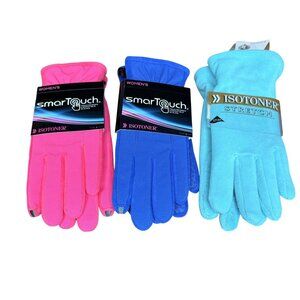 3 NWT Pairs of Isotoner Stretch Fleece Gloves, 2 with Smart Touch, M/L